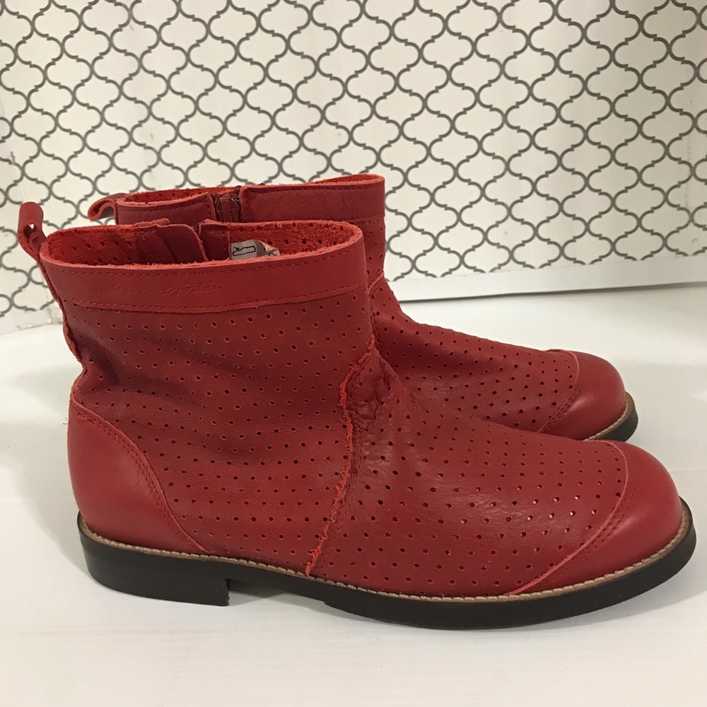 Gudrun Sjoden Red Perforated Women's Ankle Boots - Size 41 - Picture 3 of 9